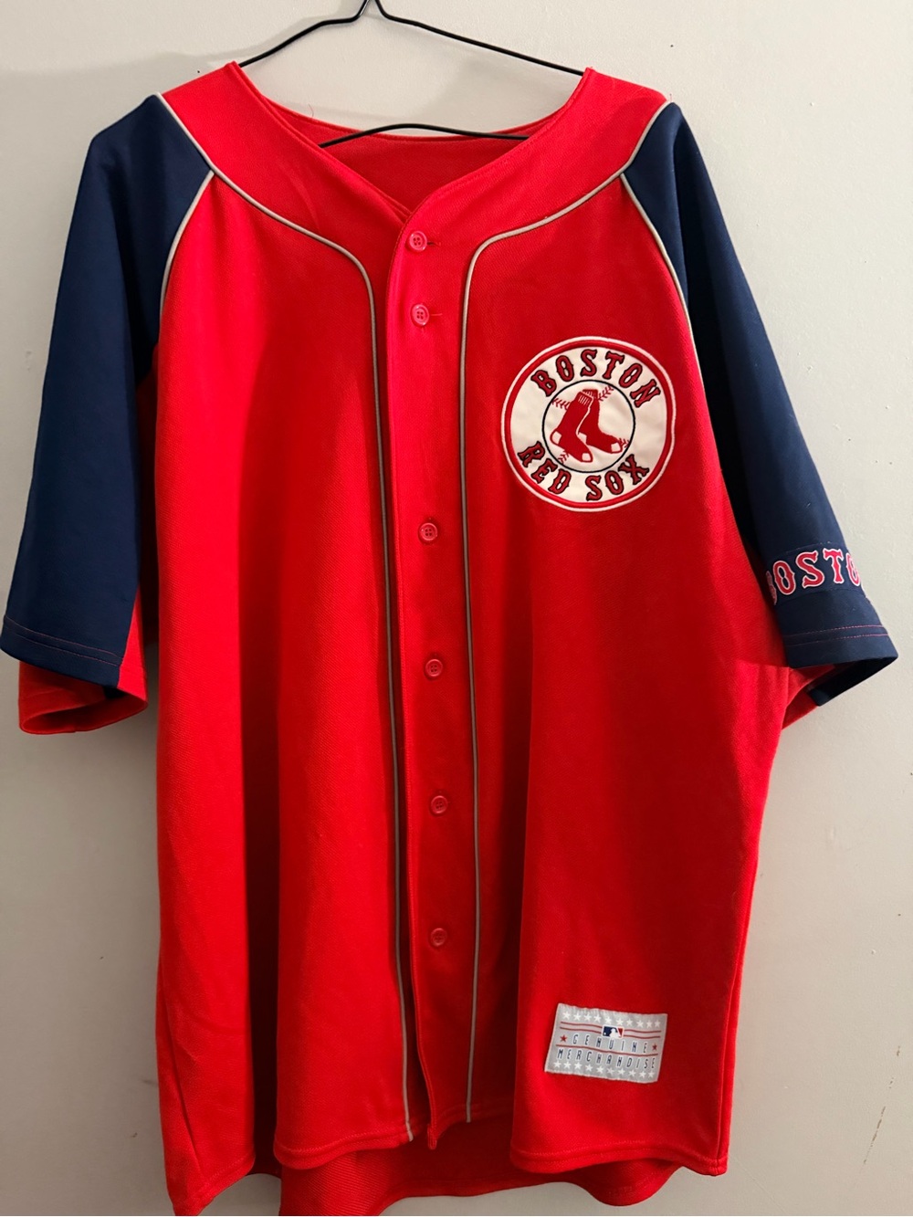 Genuine Merchandise Boston Red Sox Red and Navy Button-Up Jersey Pedroia  15